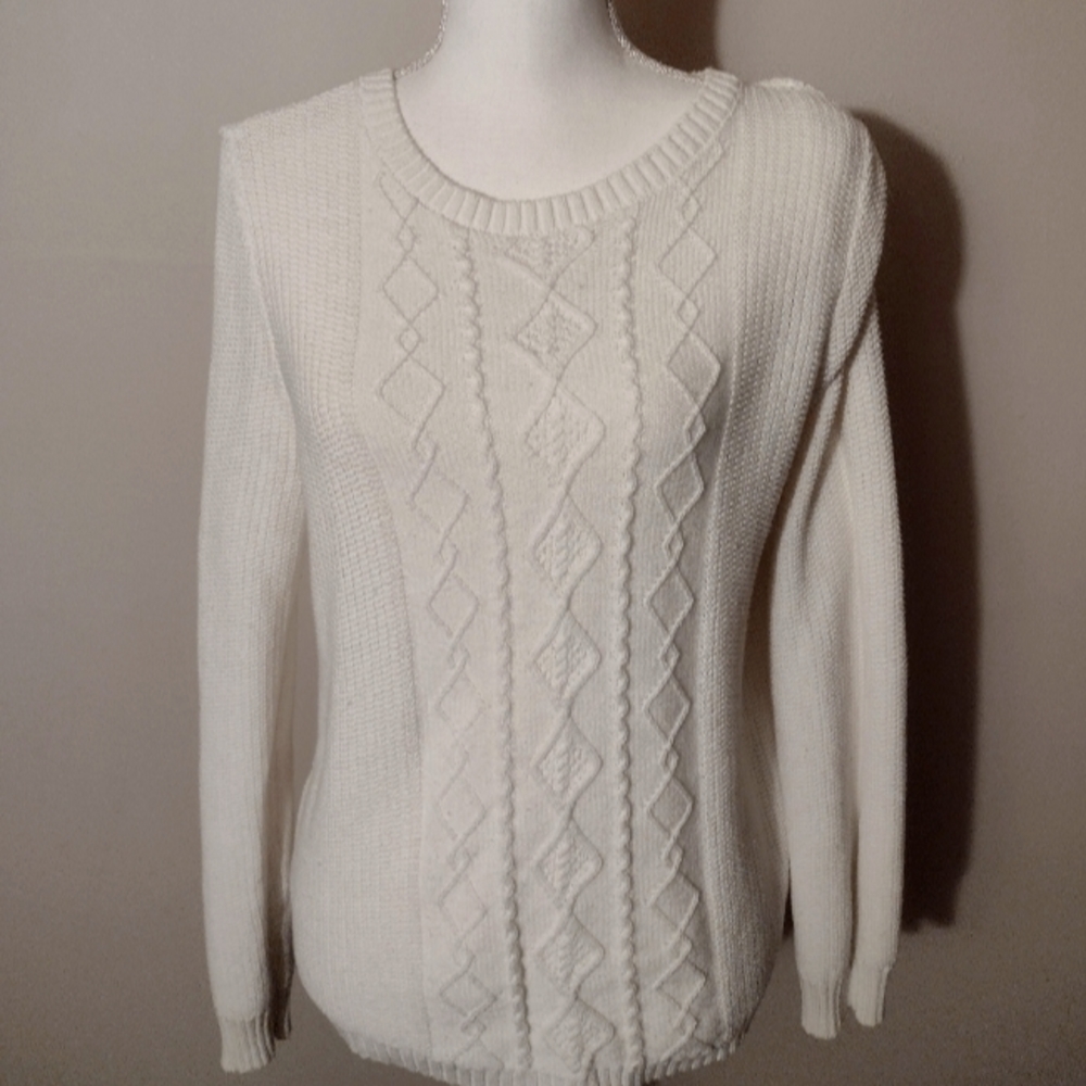 Kim Rogers Medium White Knit Sweater